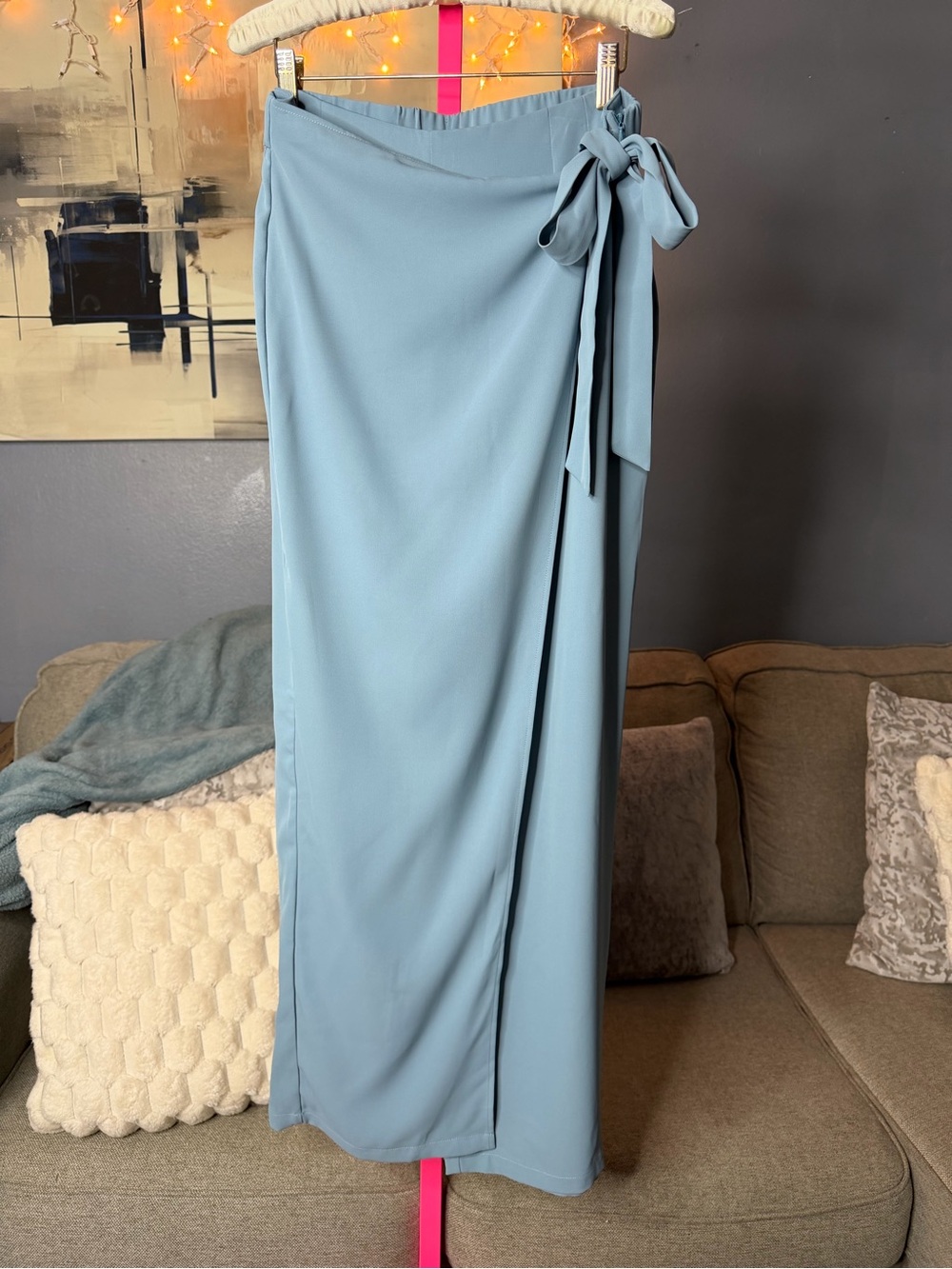 Halara Flex™ High Waisted Tie Side Wide Leg Work Pants in Forget-Me-Not size L 💚 - Picture 3 of 6